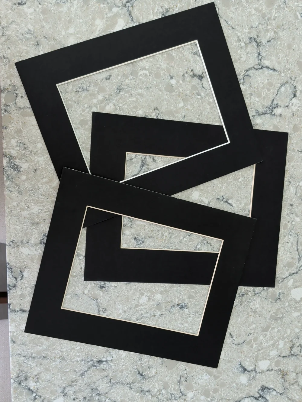 Set of 3 Black Picture Matboard 8x10 With 5x7 Opening